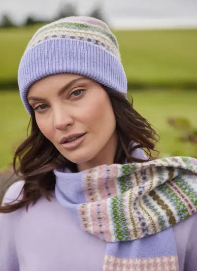Kerse Fairisle Beanie in Lilac